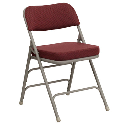 HERCULES Series 18.5"W Premium Curved Triple Braced & Double Hinged Fabric Upholstered Metal Folding Chair - View 1
