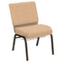 HERCULES Series 21''W Church Chair in Bedford Fabric with Book Rack - Gold Vein Frame