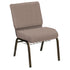 HERCULES Series 21''W Church Chair in Bedford Fabric with Book Rack - Gold Vein Frame