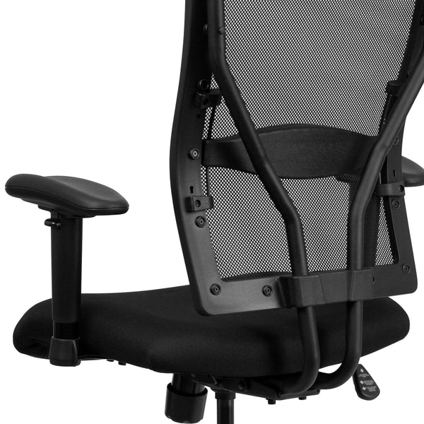 Big & Tall 400 lb. Rated Black Mesh Ergonomic Drafting Chair w/ Adjustable Arms