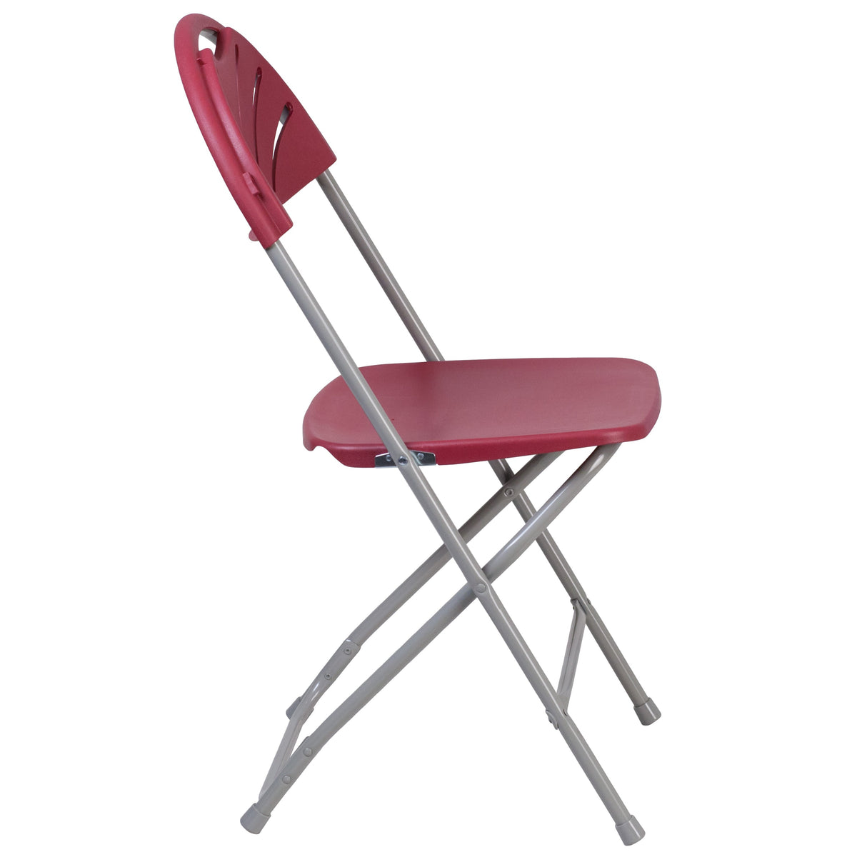 Burgundy |#| 650 lb. Capacity Burg Plastic Fan Back Folding Chair - Commercial & Event Chairs