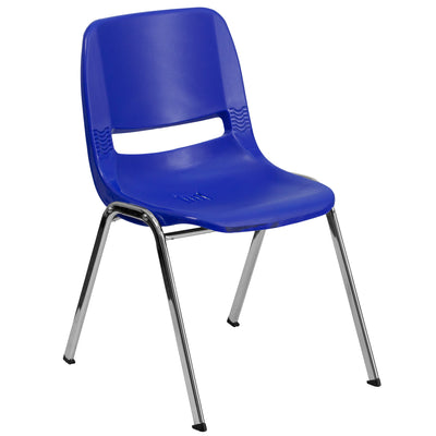 HERCULES Series 880 lb. Capacity Ergonomic Shell Stack Chair with Chrome Frame and 18'' Seat Height - View 1