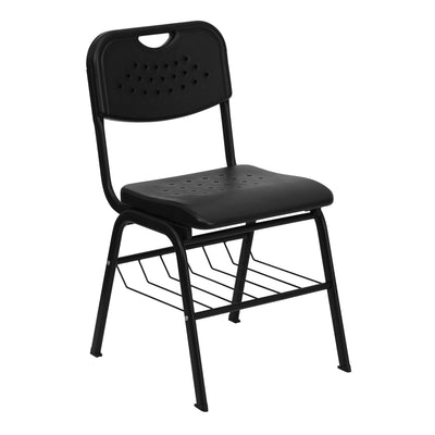 HERCULES Series 880 lb. Capacity Plastic Chair with Book Basket