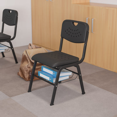 HERCULES Series 880 lb. Capacity Plastic Chair with Book Basket - View 2