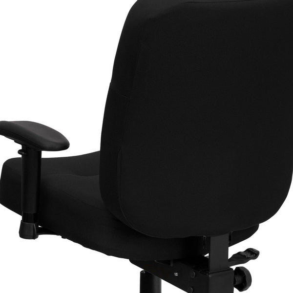 Black Fabric |#| Big & Tall 400 lb. Rated Rectangular Back Black Fabric Ergonomic Draft Chair