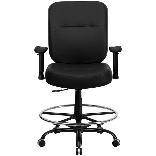 Black Fabric |#| Big & Tall 400 lb. Rated Rectangular Back Black Fabric Ergonomic Draft Chair