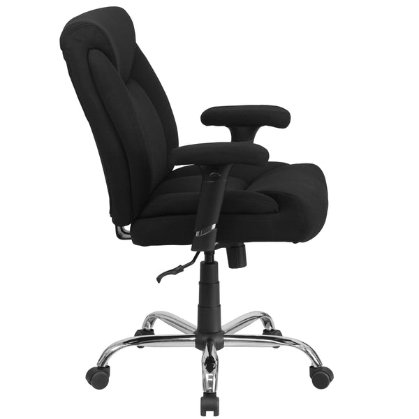 Black Fabric |#| Big & Tall 400 lb. Rated Mid-Back Black Fabric Swivel Ergonomic Office Chair