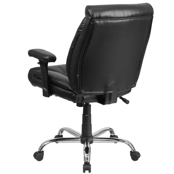 Black LeatherSoft |#| Big & Tall 400 lb. Rated Mid-Back Black LeatherSoft Ergonomic Task Office Chair