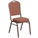 Brown Fabric/Copper Vein Frame |#| Crown Back Stacking Banquet Chair in Brown Fabric - Copper Vein Frame