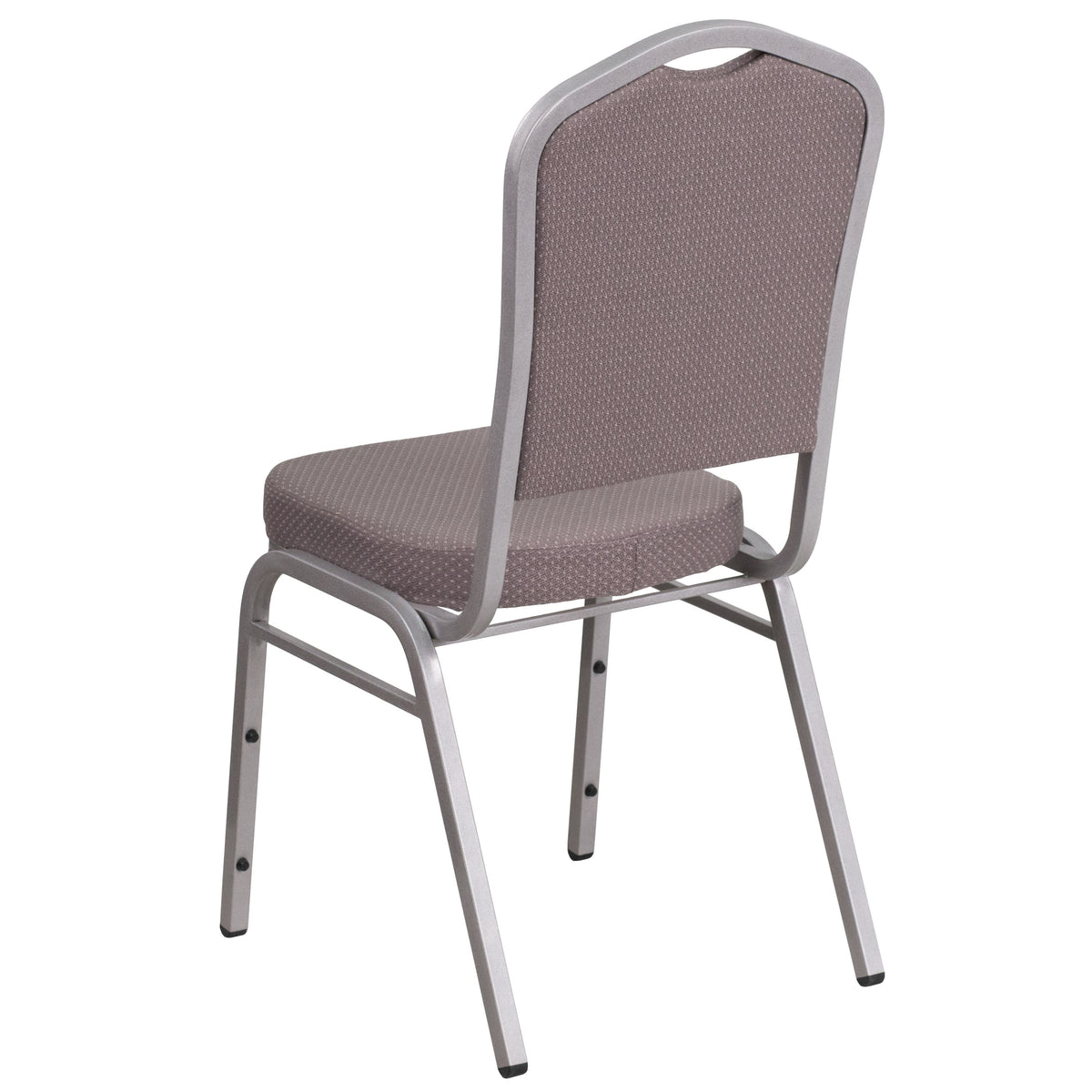 Gray Dot Fabric/Silver Frame |#| Crown Back Stacking Banquet Chair in Gray Dot Fabric - Silver Frame