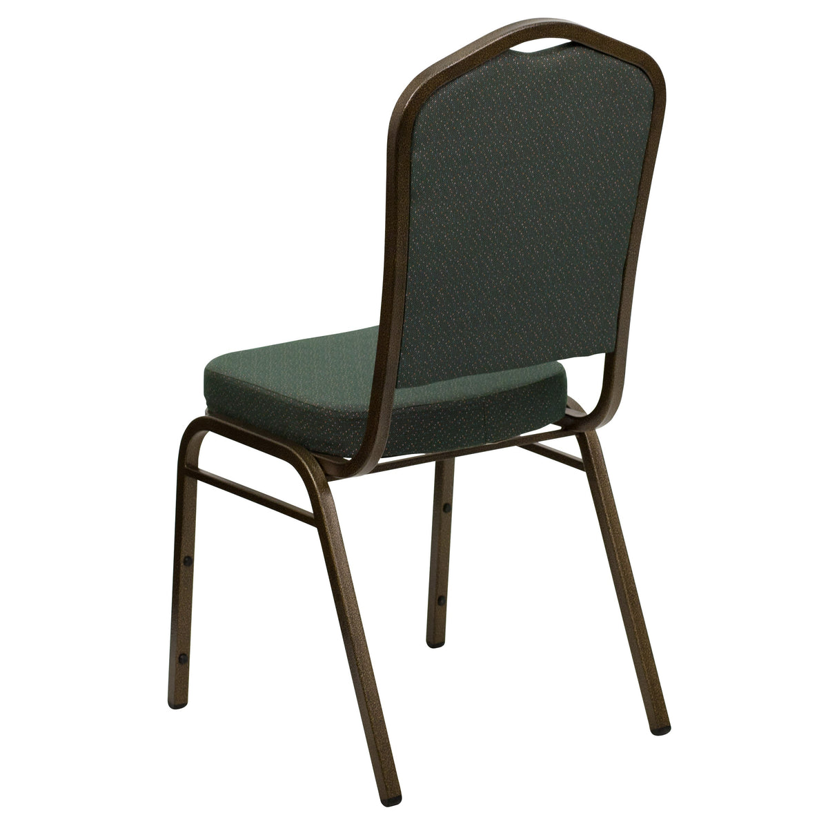 Green Patterned Fabric/Gold Vein Frame |#| Crown Back Stacking Banquet Chair in Green Patterned Fabric - Gold Vein Frame