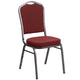 Burgundy Patterned Fabric/Silver Vein Frame |#| Crown Back Burgundy Patterned Fabric Stacking Banquet Chair - Silver Vein Frame