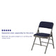 Navy Fabric/Gray Frame |#| Curved Triple Braced & Double Hinged Navy Fabric Metal Folding Chair
