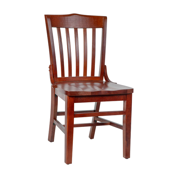 Mahogany |#| School House Back Mahogany Wood Restaurant Chair with Footrest