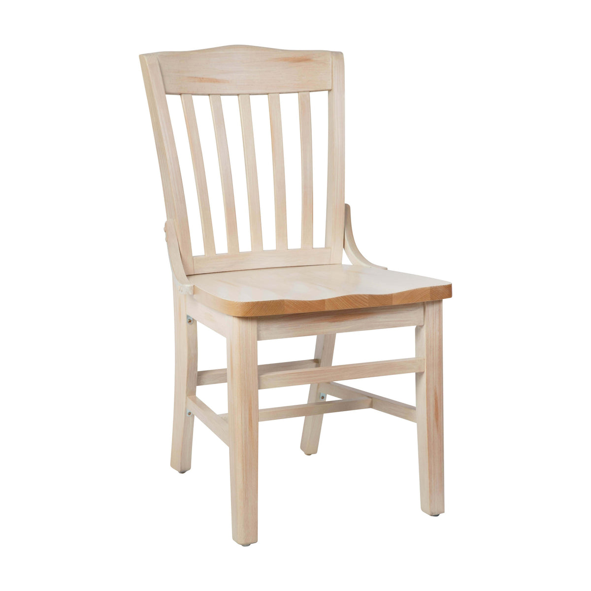 Antique White |#| School House Back Antique White Wood Restaurant Chair with Footrest