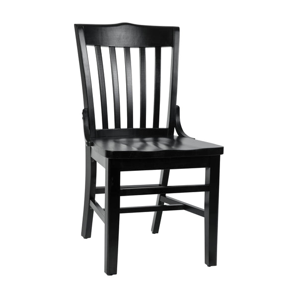 Black |#| School House Back Black Wood Restaurant Chair with Footrest