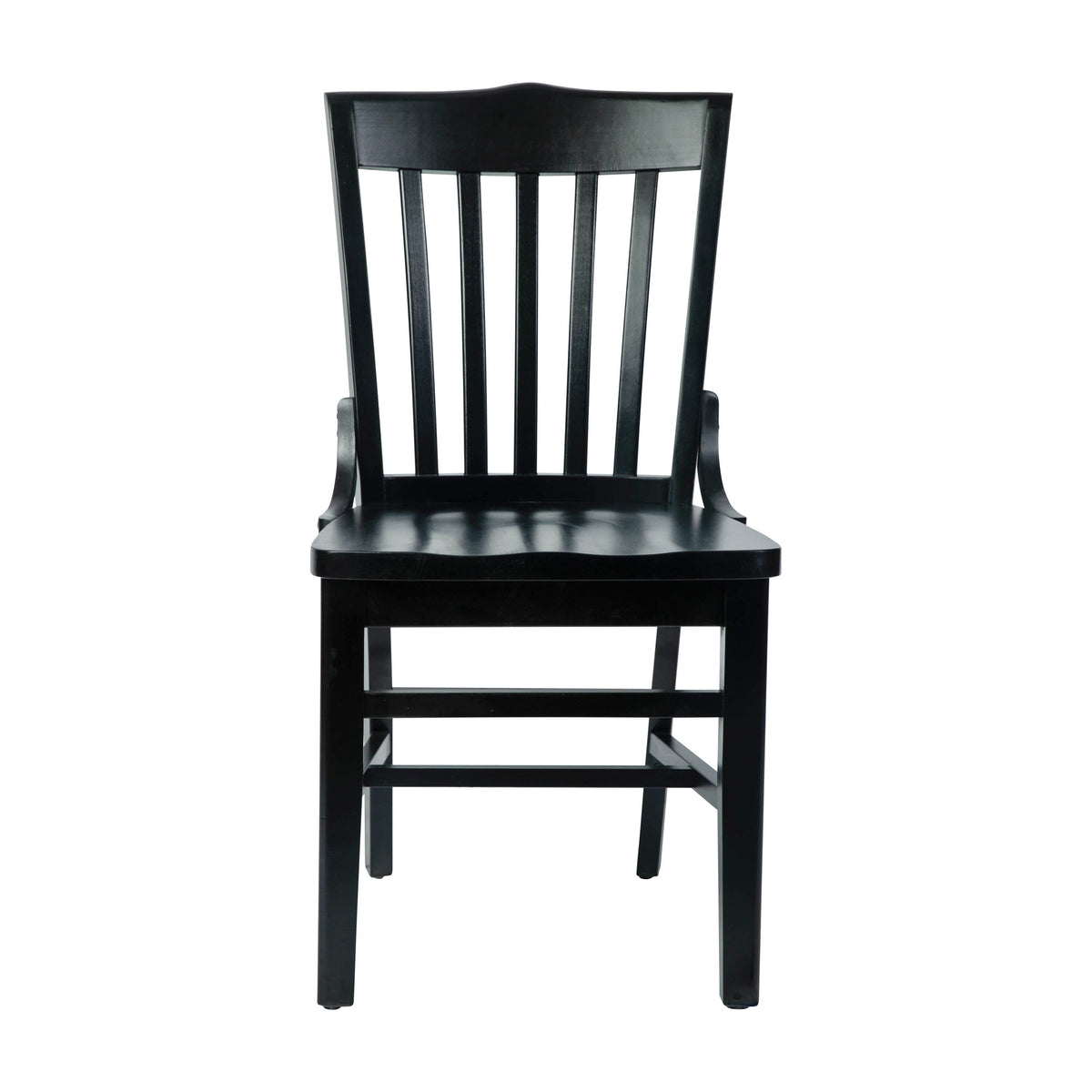 Black |#| School House Back Black Wood Restaurant Chair with Footrest