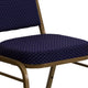 Navy Patterned Fabric/Gold Frame |#| Trapezoidal Back Stacking Banquet Chair in Navy Patterned Fabric - Gold Frame