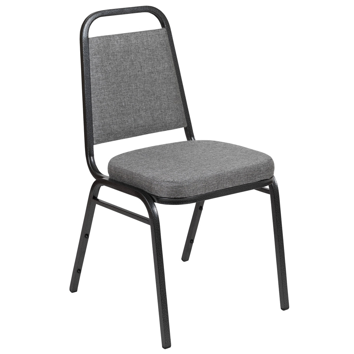 Gray Fabric/Silver Vein Frame |#| Trapezoidal Back Banquet Stack Chair, 2.5inch Seat - Gray Fabric/Silver Vein Frame