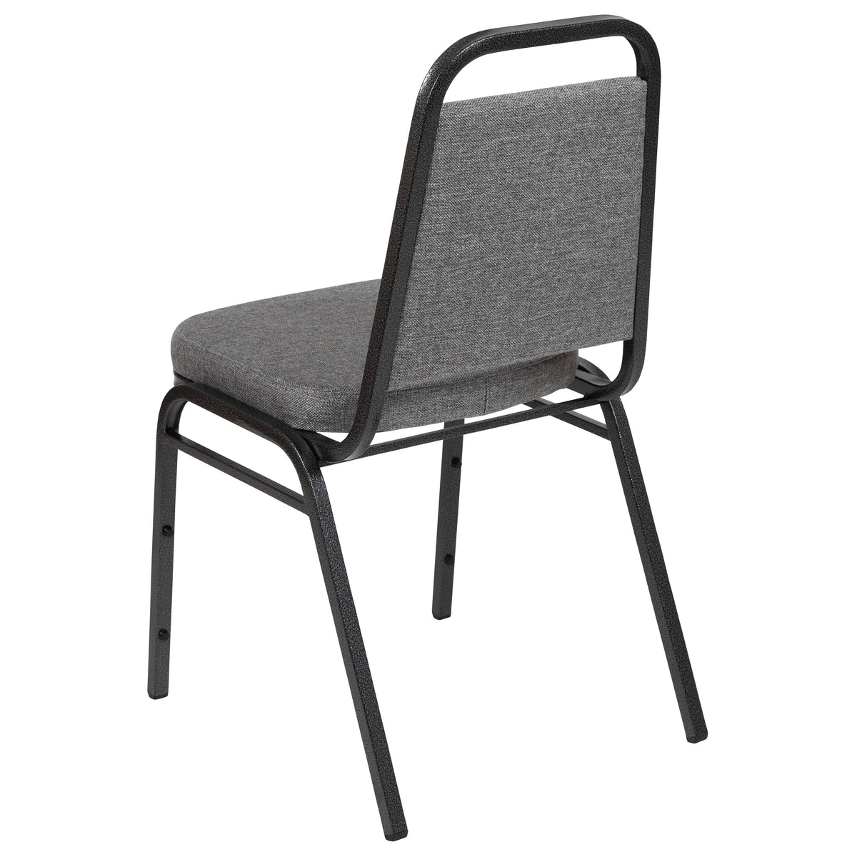 Gray Fabric/Silver Vein Frame |#| Trapezoidal Back Banquet Stack Chair, 2.5inch Seat - Gray Fabric/Silver Vein Frame
