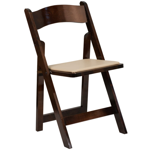 Fruitwood |#| Fruitwood Wood Folding Chair with Detachable Vinyl Padded Seat