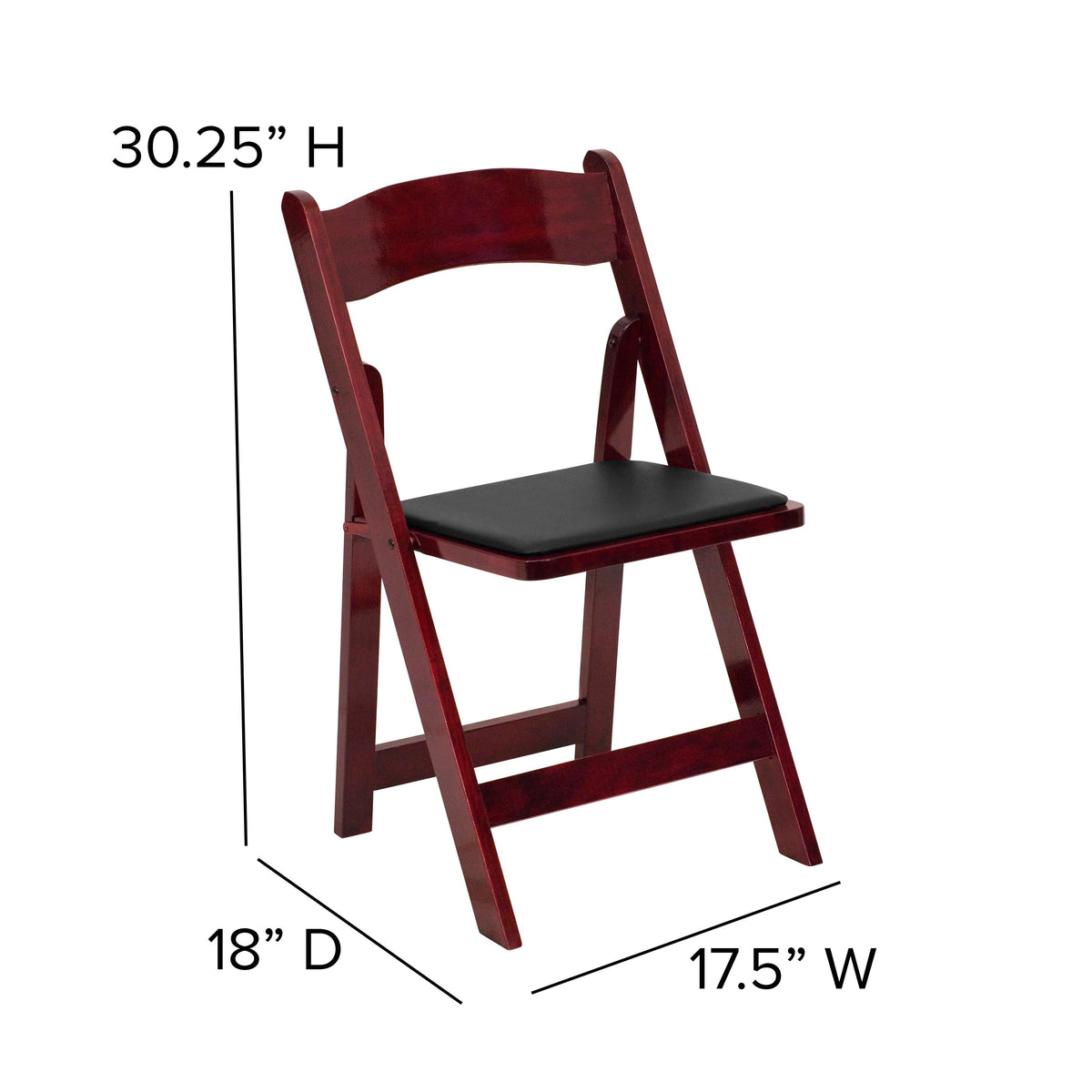 Mahogany |#| Mahogany Wood Folding Chair with Detachable Vinyl Padded Seat