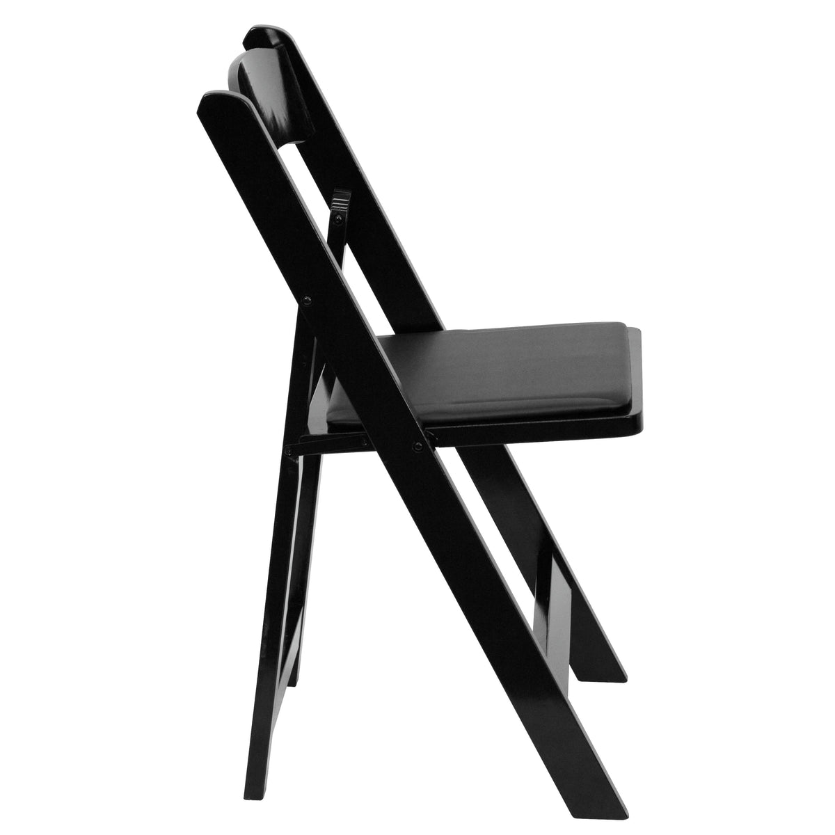 Black |#| Black Wood Folding Chair with Vinyl Padded Seat