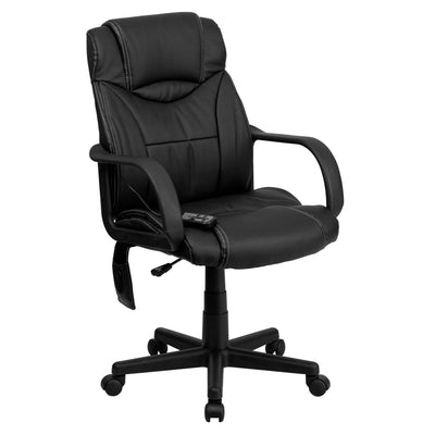 High Back Ergonomic Massaging LeatherSoft Executive Swivel Office Chair with Arms