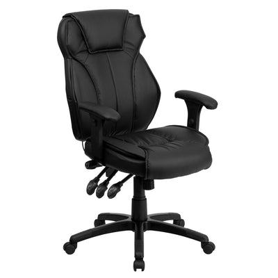 High Back LeatherSoft Multifunction Executive Swivel Ergonomic Office Chair with Lumbar Support Knob with Arms