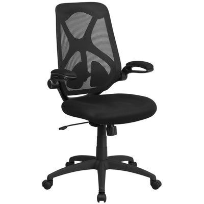 High Back Mesh Executive Swivel Ergonomic Office Chair with Adjustable Lumbar, 2-Paddle Control and Flip-Up Arms - View 1