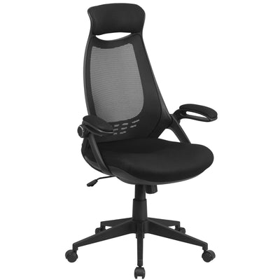 High Back Mesh Executive Swivel Office Chair with Flip-Up Arms - View 1