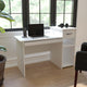 White |#| White Multi-Tiered Computer Desk with Shelves, Drawer and Sliding Keyboard Tray