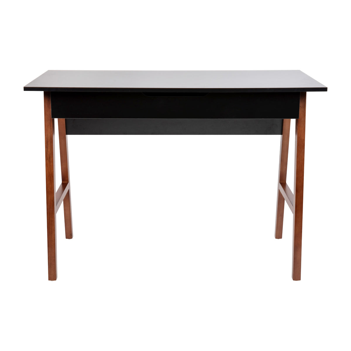 Black Top/Walnut Frame |#| Home Office Writing Computer Desk with Drawer - Table Desk, Black/Walnut