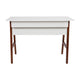 White Top/Walnut Frame |#| Home Office Writing Computer Desk with Drawer - Table Desk, White/Walnut