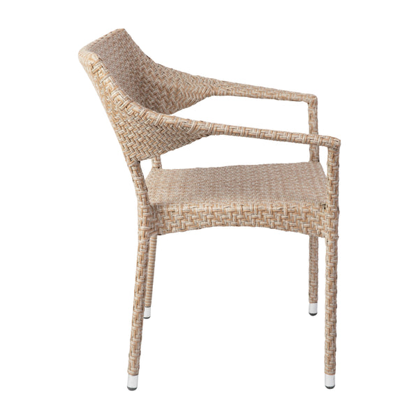 Natural |#| All Weather Commercial Grade PE Rattan Stacking Patio Chairs in Natural