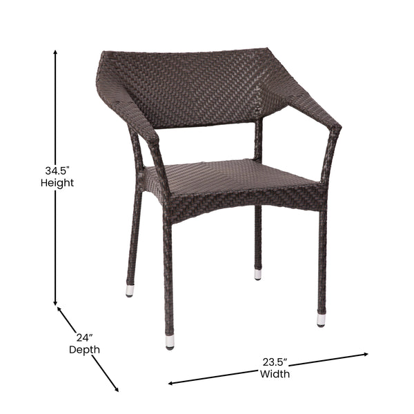 Espresso |#| All Weather Commercial Grade PE Rattan Stacking Patio Chairs in Espresso