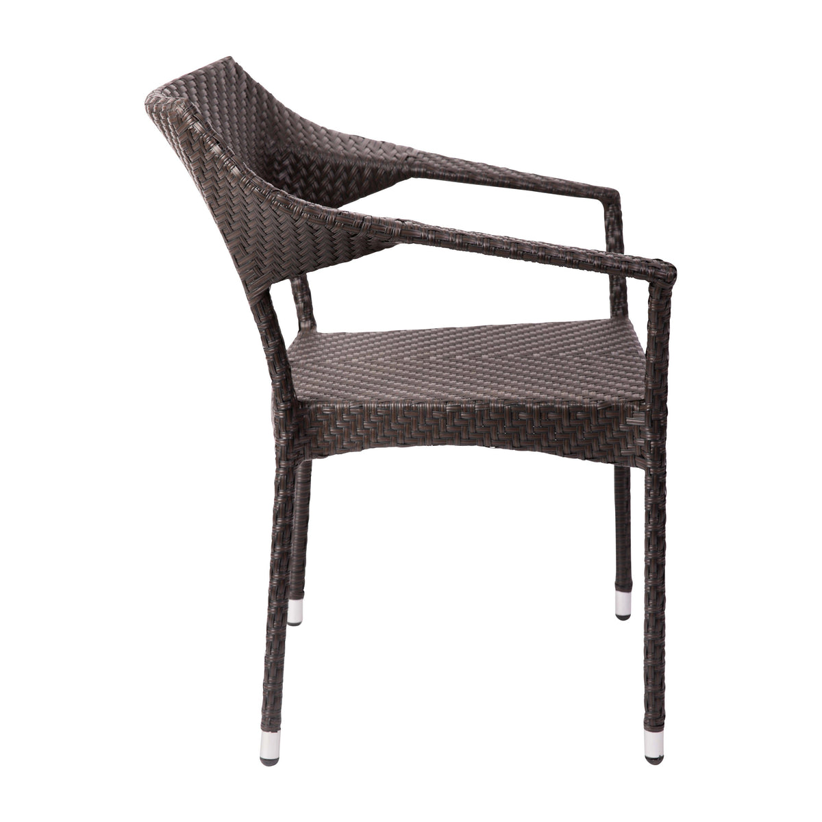 Espresso |#| All Weather Commercial Grade PE Rattan Stacking Patio Chairs in Espresso