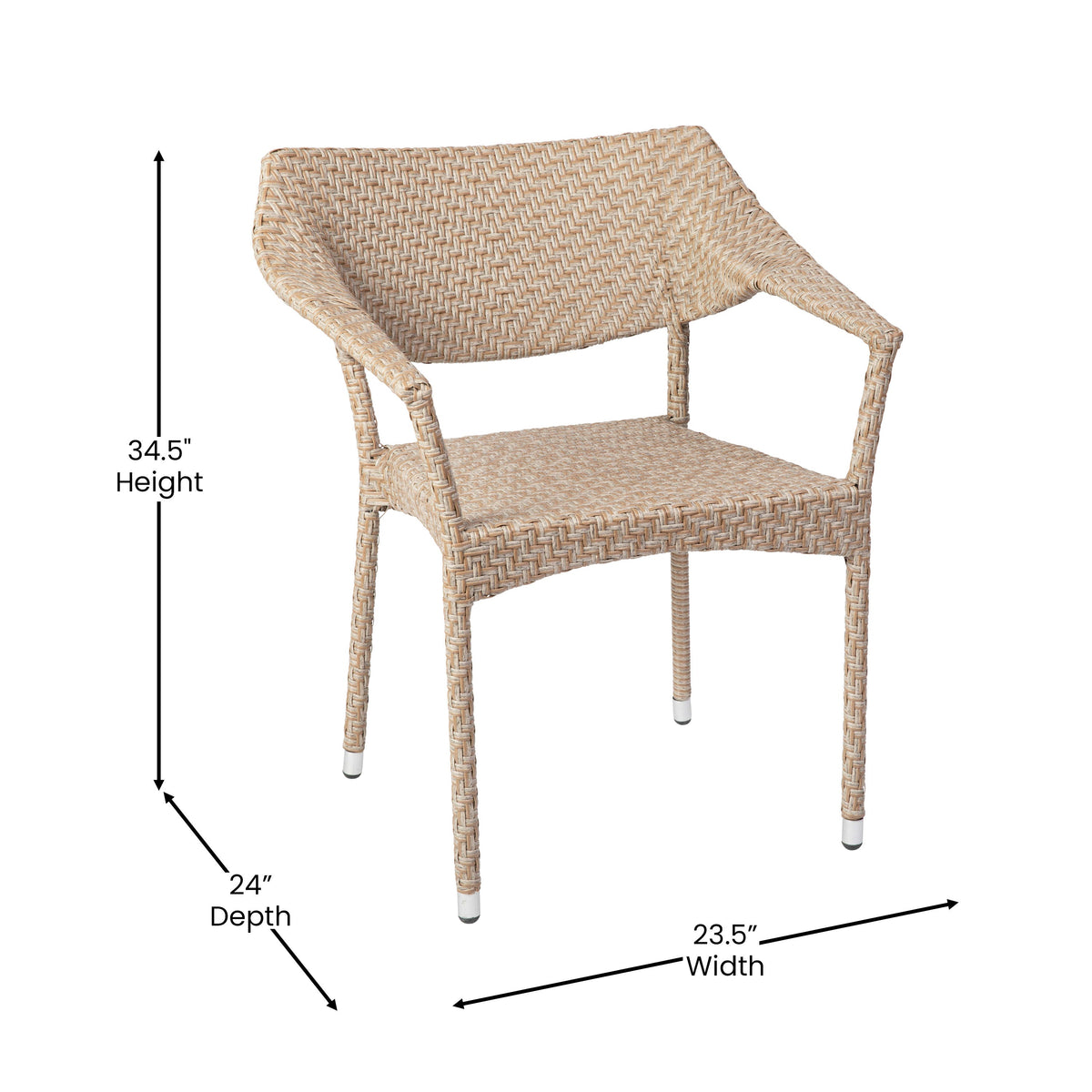 Natural |#| All Weather Commercial Grade PE Rattan Stacking Patio Chairs in Natural