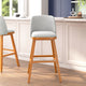 Gray Faux Linen |#| 2 Pack Commercial Walnut Finish Wood Barstools with Nail Trim-Gray Faux Linen