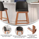 Black LeatherSoft |#| 2 Pack Commercial Walnut Finish Wood Barstools with Nail Trim-Black LeatherSoft