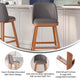 Gray LeatherSoft |#| 2 Pack Commercial Walnut Finish Wood Barstools with Nail Trim-Gray LeatherSoft