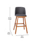 Gray LeatherSoft |#| 2 Pack Commercial Walnut Finish Wood Barstools with Nail Trim-Gray LeatherSoft