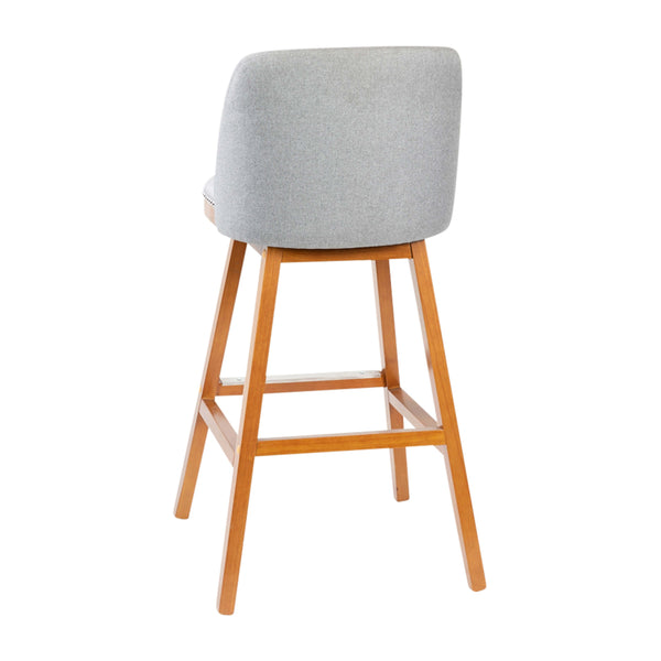 Gray Faux Linen |#| 2 Pack Commercial Walnut Finish Wood Barstools with Nail Trim-Gray Faux Linen