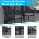 Black/Gray |#| Woven Indoor/Outdoor Stacking Club Chair in Black - Gray Cushions