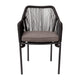 Black/Gray |#| Woven Indoor/Outdoor Stacking Club Chair in Black - Gray Cushions