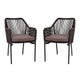 Black/Gray |#| Woven Indoor/Outdoor Stacking Club Chairs in Black - Gray Cushions-Set of 2