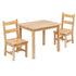 Kids Solid Hardwood Table and Chair Set for Playroom, Bedroom, Kitchen - 3 Piece Set