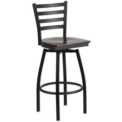 Ladder Back Swivel Metal Barstool - View 1