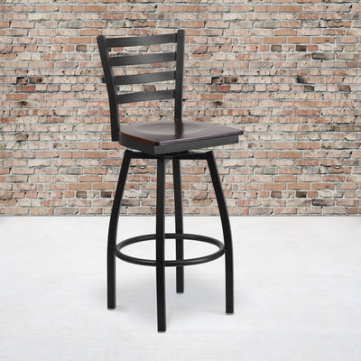 Ladder Back Swivel Metal Barstool - View 2