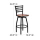 Cherry Wood Seat/Black Metal Frame |#| Black Ladder Back Swivel Metal Barstool - Cherry Wood Seat